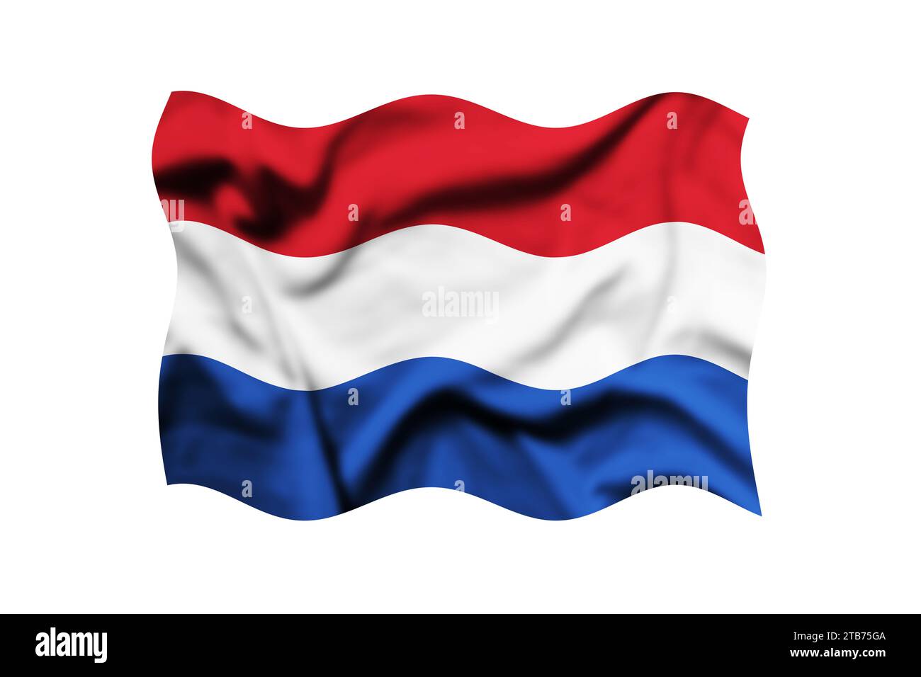 Waving the flag of NETHERLANDS on a transparent background. 3d rendering. Clipping Path Included Stock Photo