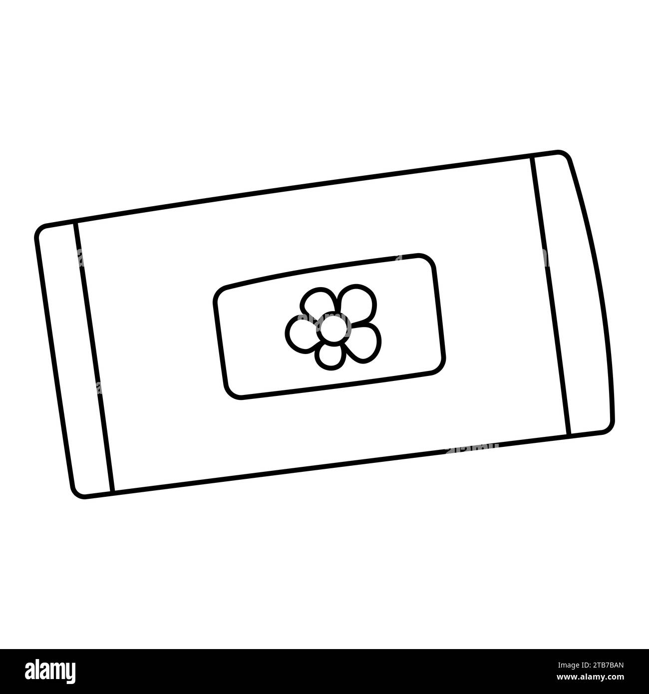 wet wipes intimate hygiene woman flower icon line vector illustration