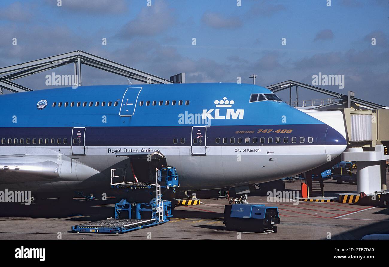 KLM Royal Dutch Airlines Boeing 747 Jumbo Jet Being Loaded City of ...