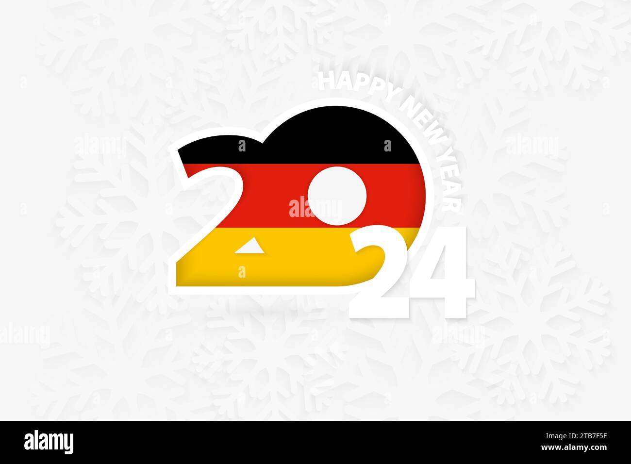 New Year 2024 for Germany on snowflake background. Greeting Germany