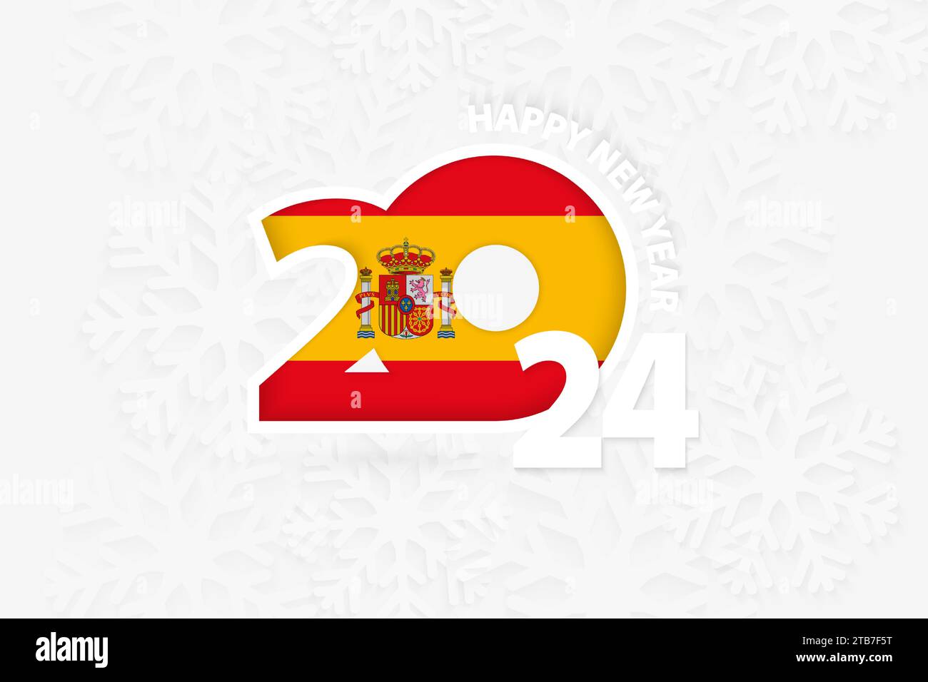 New Year 2024 for Spain on snowflake background. Greeting Spain with ...