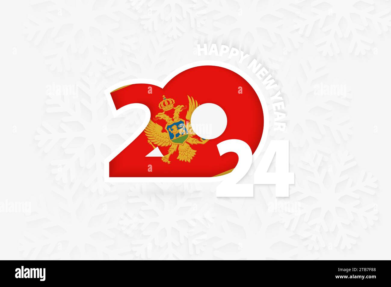 New Year 2024 For Montenegro On Snowflake Background Greeting   New Year 2024 For Montenegro On Snowflake Background Greeting Montenegro With New 2024 Year 2TB7F88 