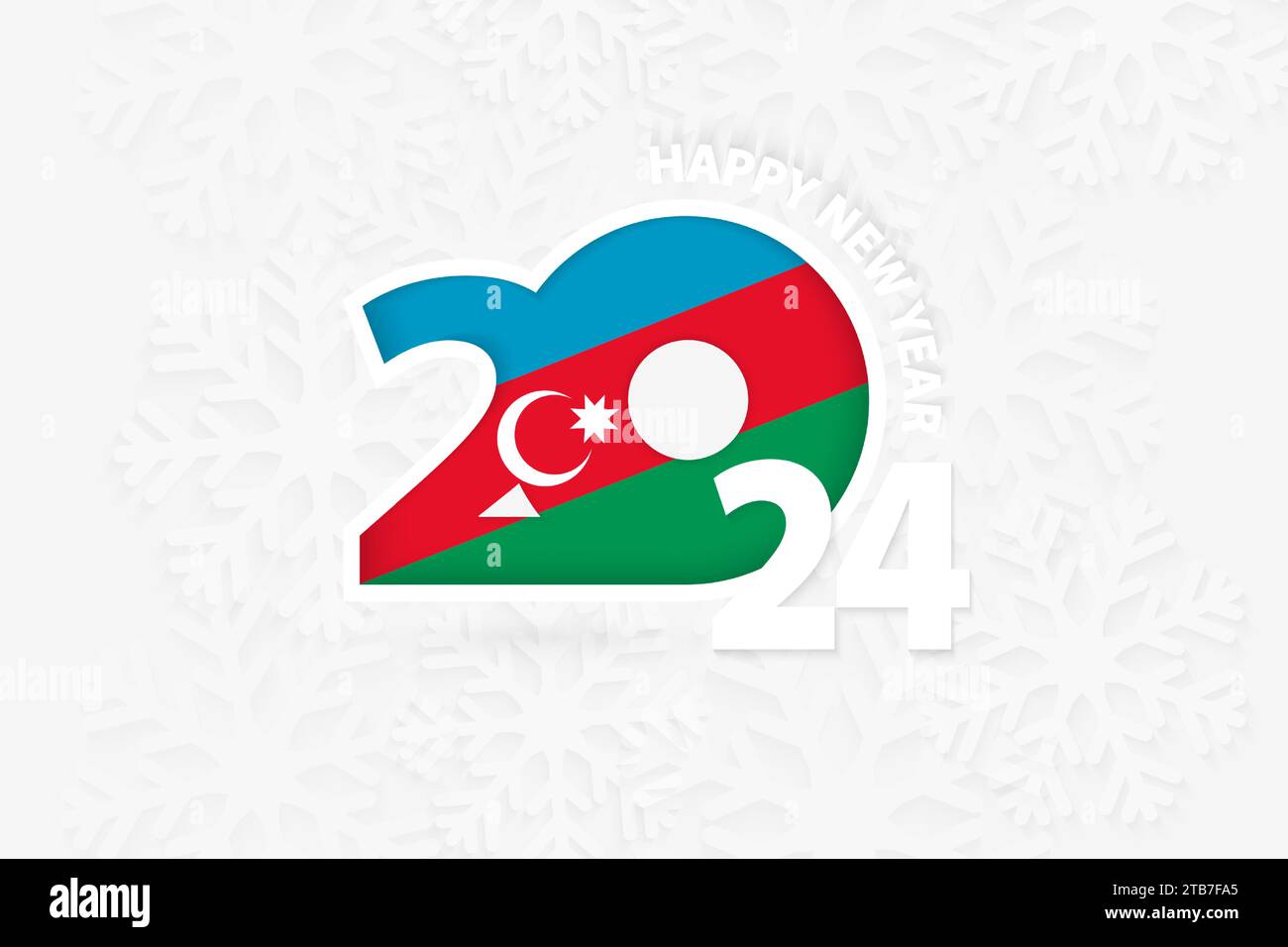 New Year 2024 for Azerbaijan on snowflake background. Greeting