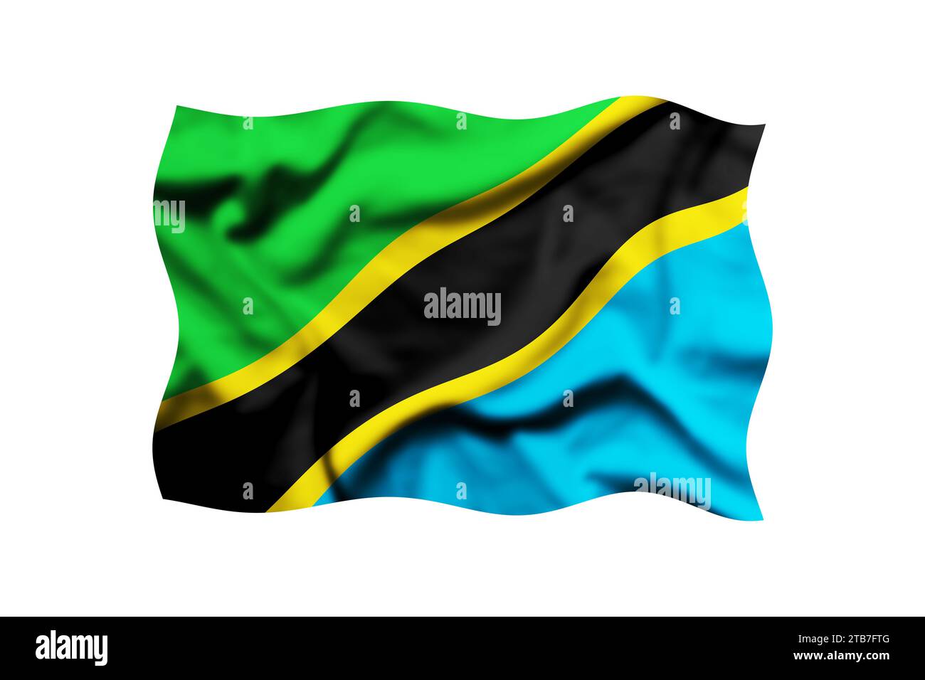 Waving the flag of Tanzania isolated on transparent, 3d rendering ...