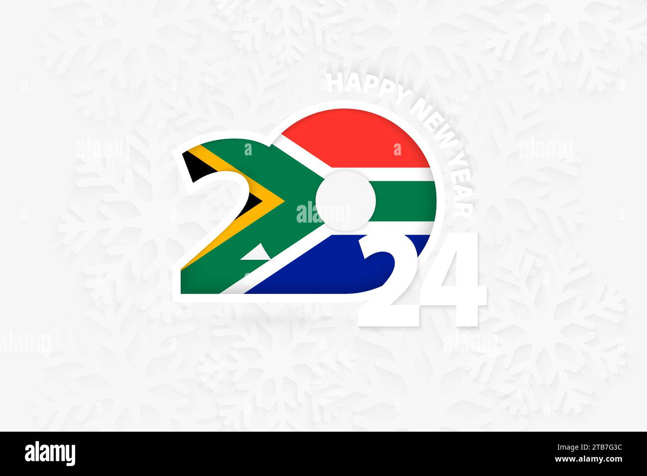 New Year 2024 for South Africa on snowflake background. Greeting South ...