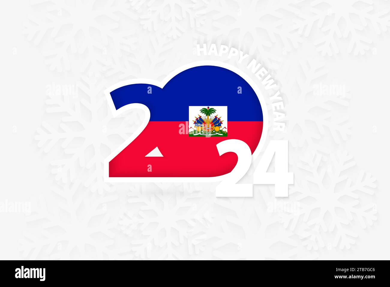 New Year 2025 for Haiti on snowflake background. Greeting Haiti with