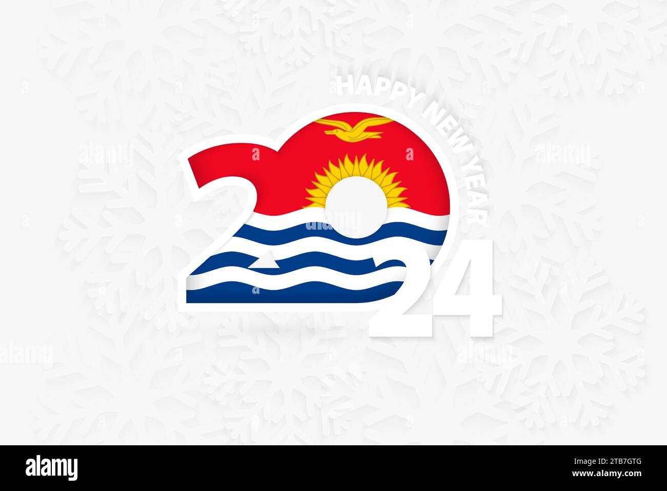 New Year 2024 for Kiribati on snowflake background. Greeting Kiribati