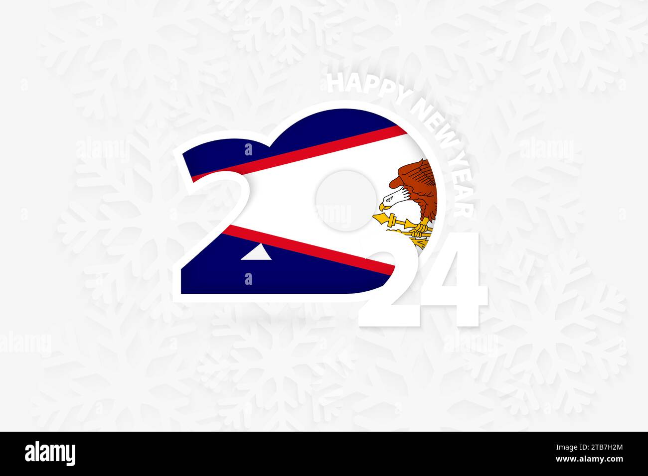 New Year 2025 for American Samoa on snowflake background. Greeting
