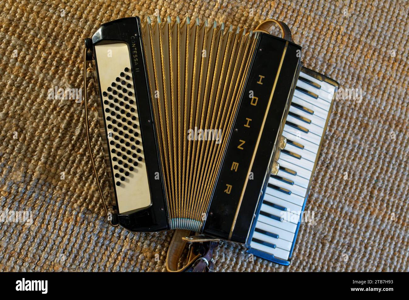 Old Hohner chromatic button accordion Stock Photo Alamy
