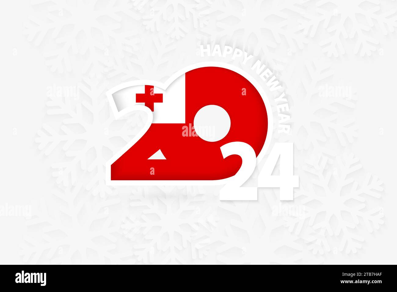 New Year 2024 for Tonga on snowflake background. Greeting Tonga with