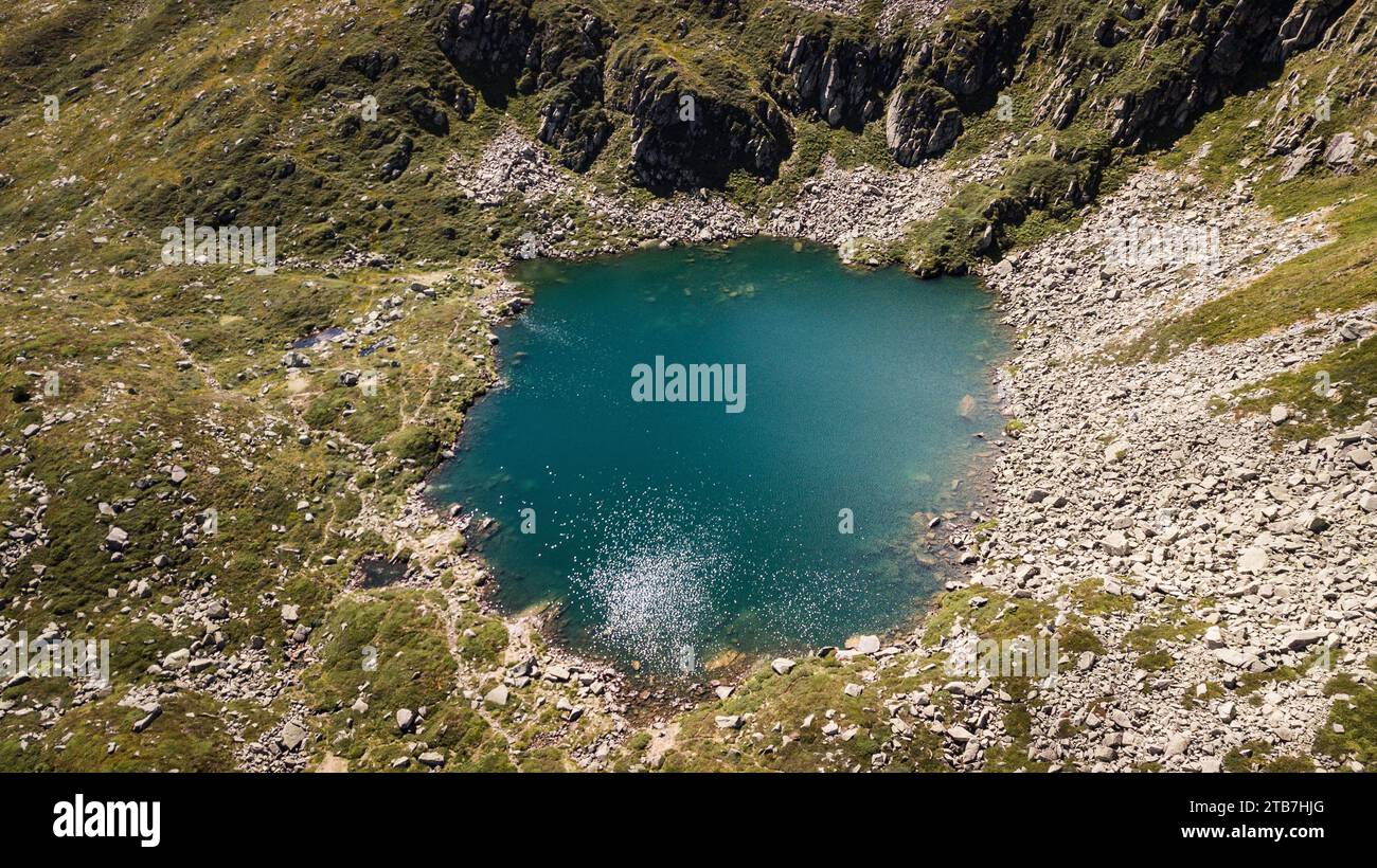 Pond of Alate in Auzat, French Pyrenees, Ariege department, Regional Nature Park of the Pyrenees Ariegeoises (south of France) Stock Photo
