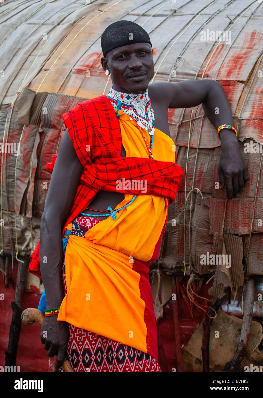 Portrait of a samburu tribesman, Samburu County, Samburu National Reserve, Kenya Stock Photo