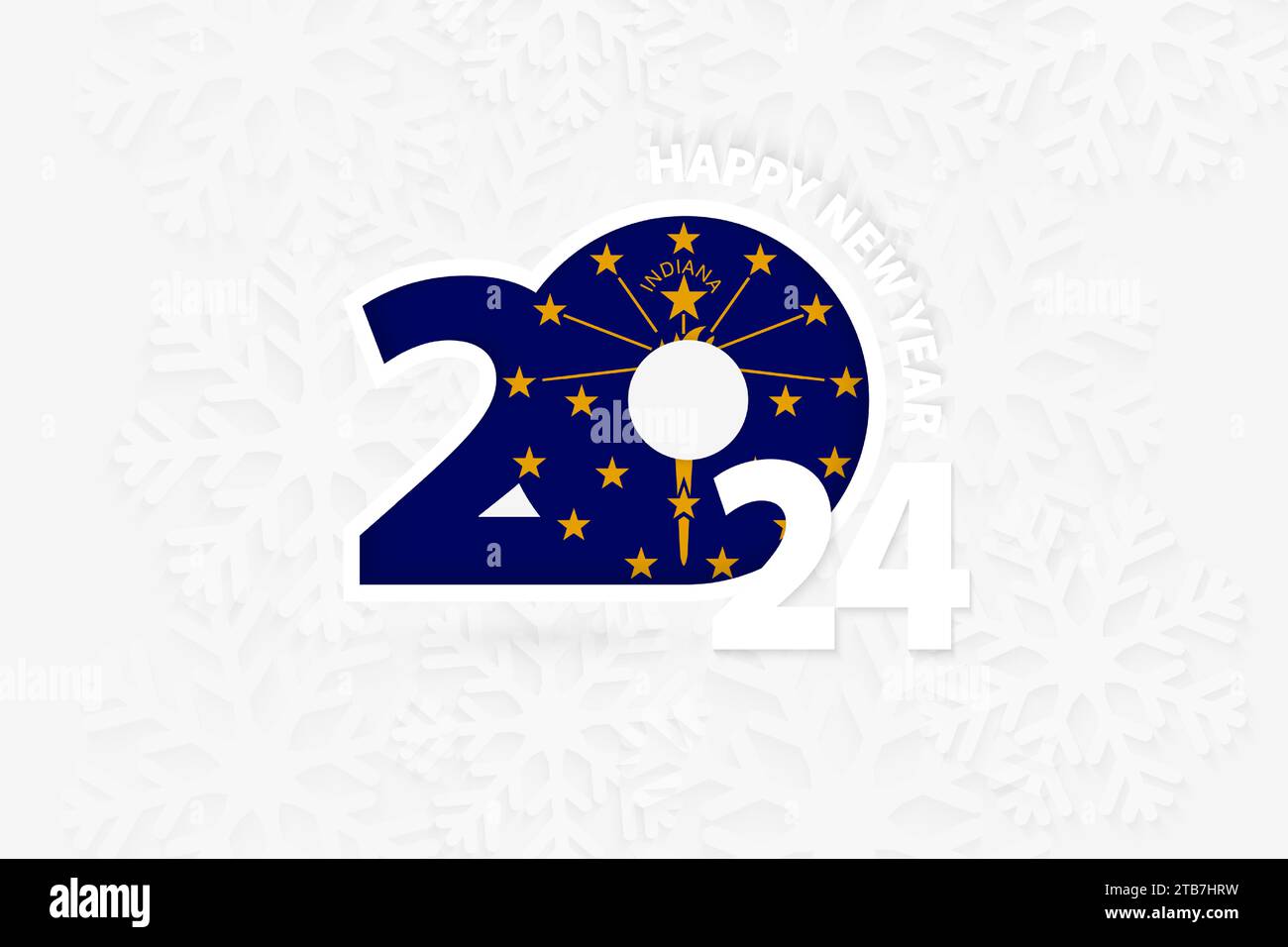 New Year 2025 for Indiana on snowflake background. Greeting Indiana