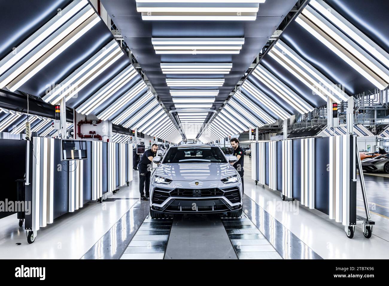 Italy, Sant’'Agata Bolognese, Automobili Lamborghini’s plant, 2017/10/17: end of production of the Italian brand's first SUV, the Urus model Stock Photo