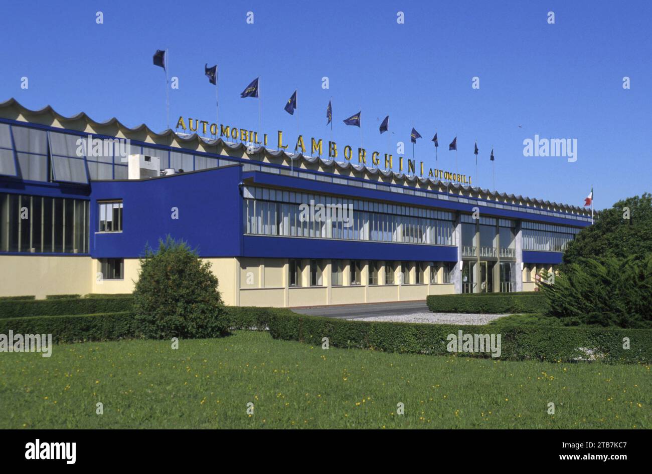 Italy, Sant’Agata Bolognese: facade of the Automobili Lamborghini plant in the 70s Stock Photo