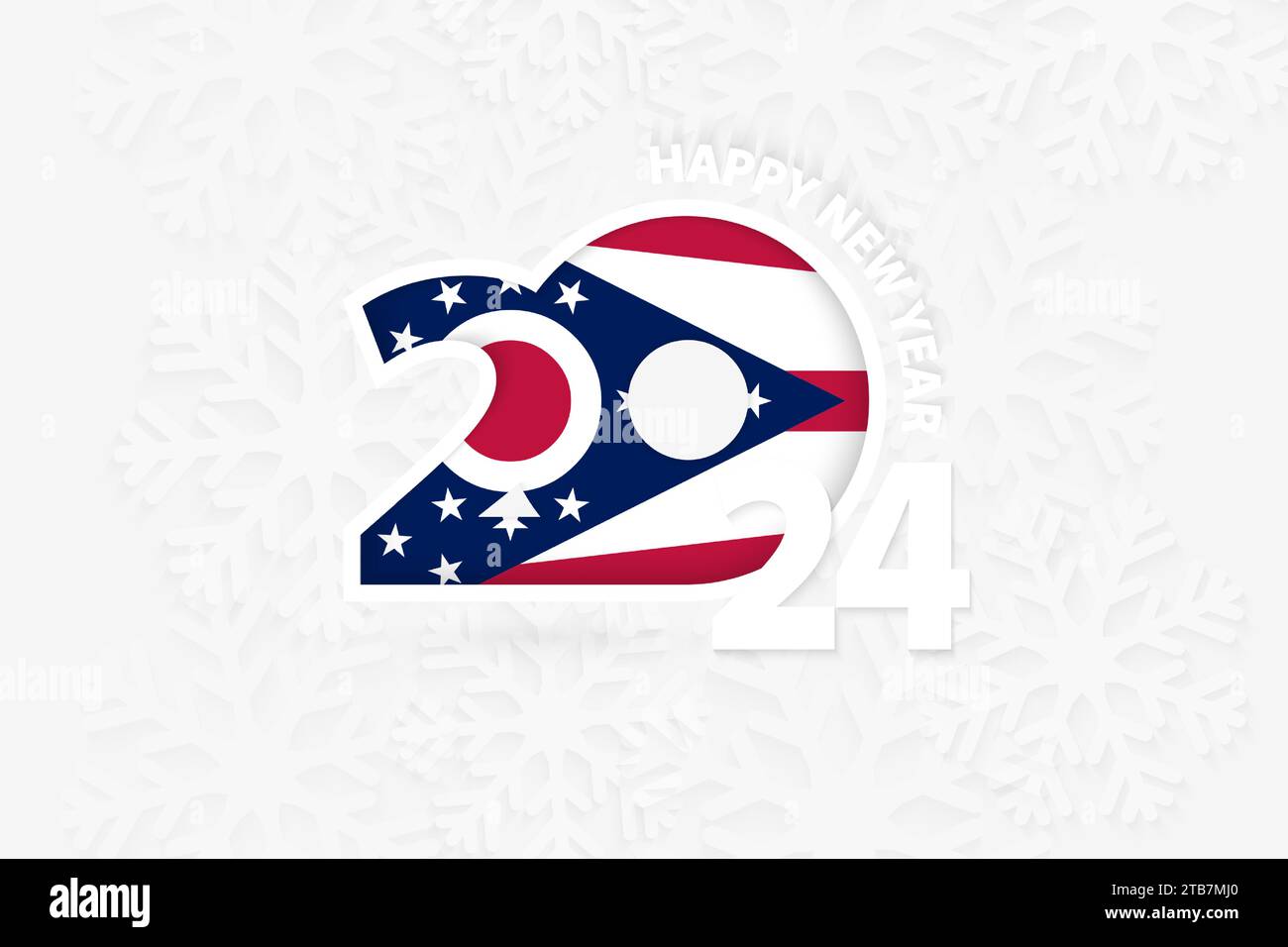 New Year 2024 for Ohio on snowflake background. Greeting Ohio with new