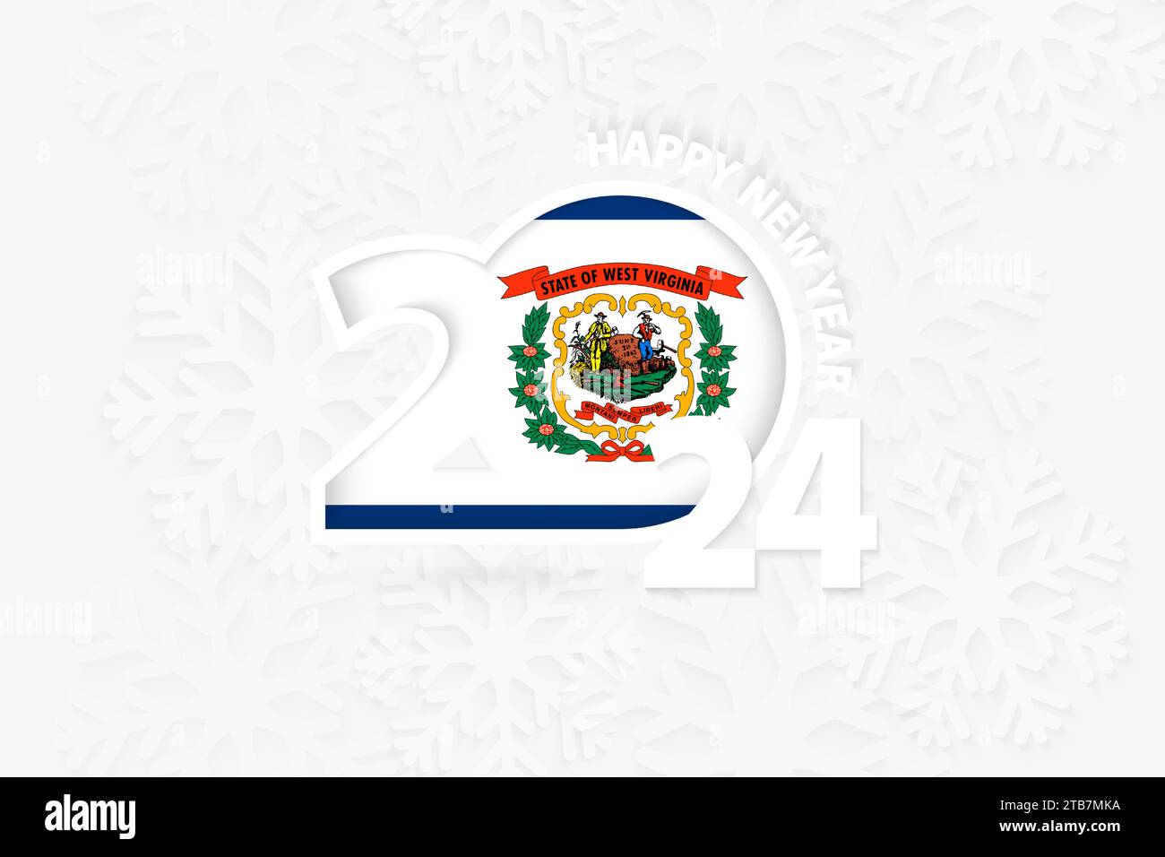 New Year 2024 For West Virginia On Snowflake Background Greeting West   New Year 2024 For West Virginia On Snowflake Background Greeting West Virginia With New 2024 Year 2TB7MKA 