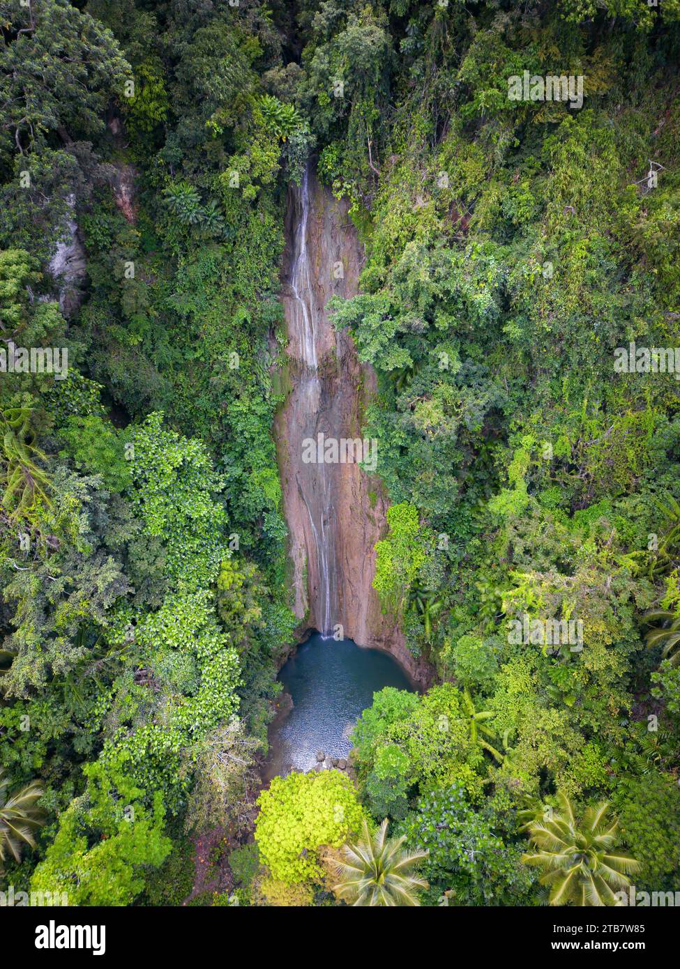 A top-down aerial view of Cangbangag Falls, Siquijor, Philippines Stock Photo