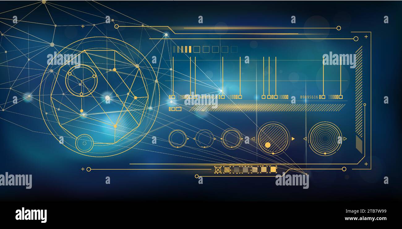 Infographics on a business theme with golden elements on a blue ...