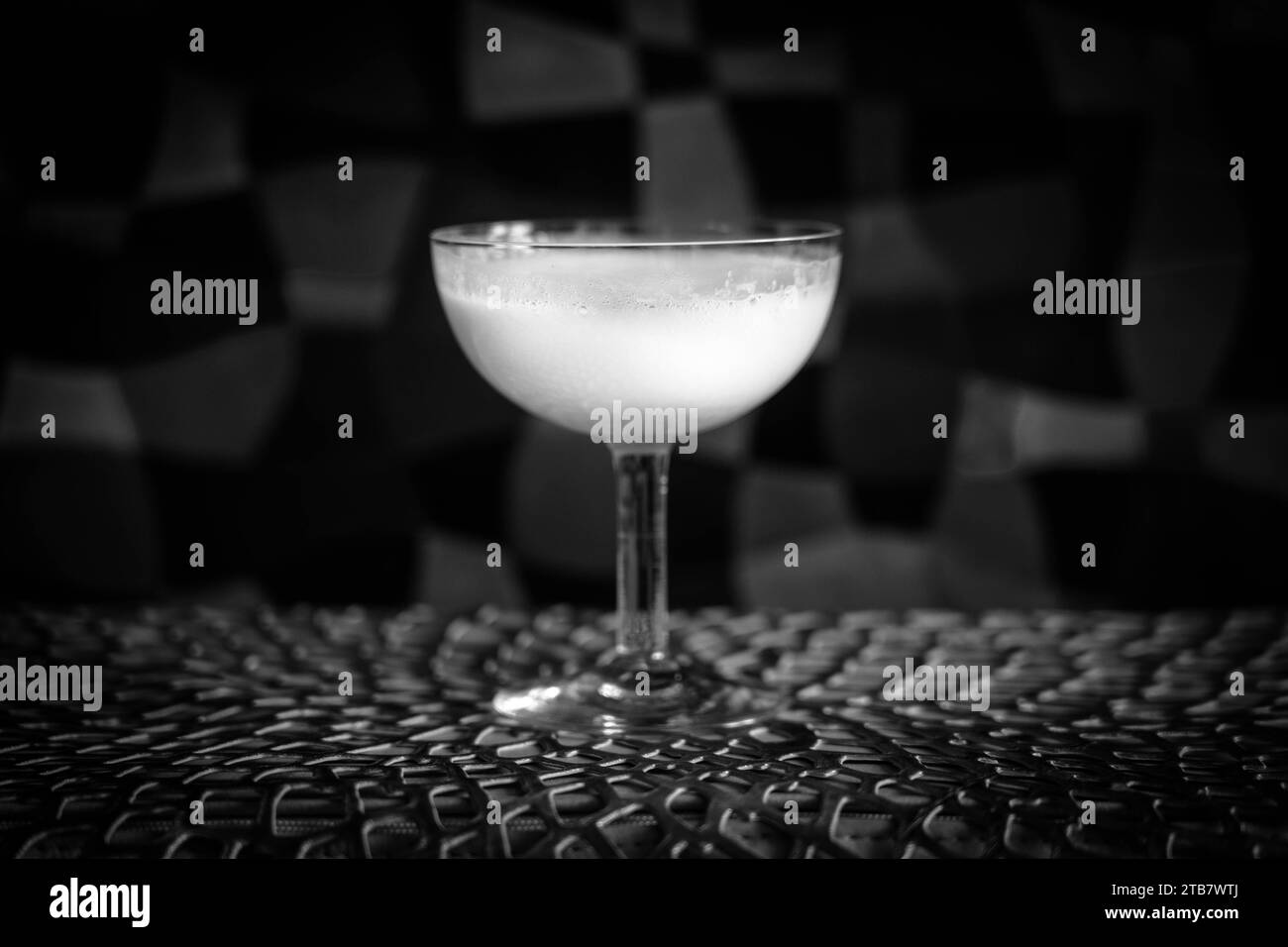 White Lady cocktail in black and white, close up Stock Photo