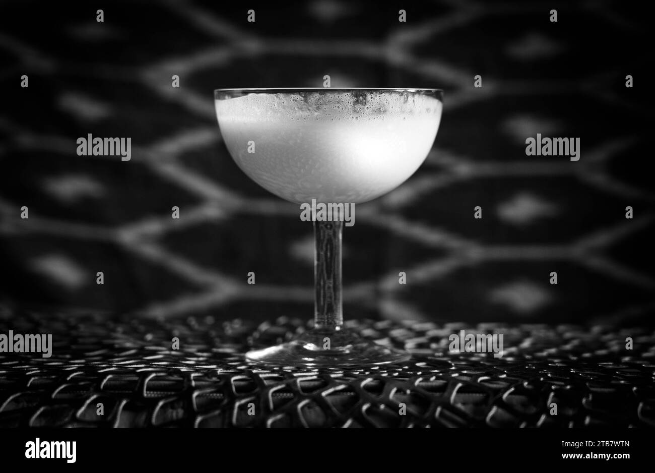 White Lady cocktail in black and white, close up Stock Photo