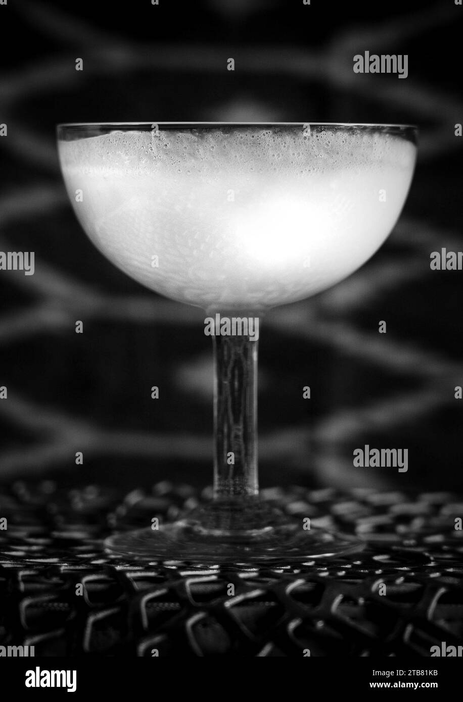 White Lady cocktail in black and white, close up Stock Photo