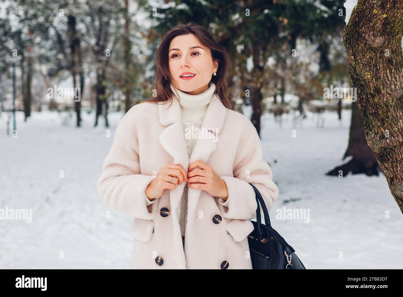 Beautiful woman in fur coat hi-res stock photography and images - Alamy