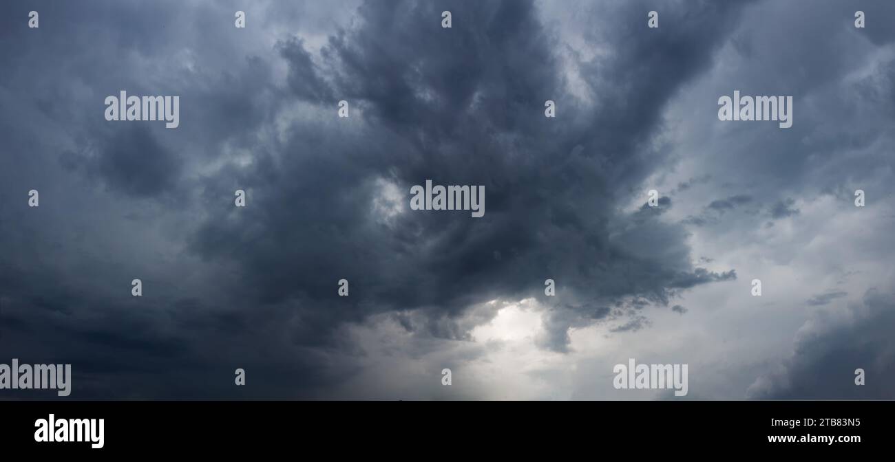 Panorama of dark sky with rainy clouds Stock Photo - Alamy