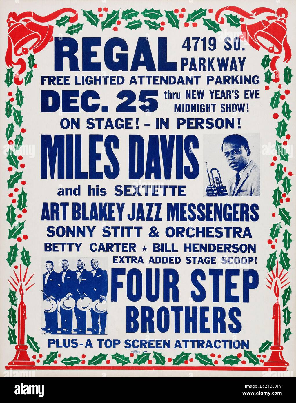 Vintage Jazz poster - Miles Davis 1959 Chicago - Vintage Christmas Concert Poster Stock Photo