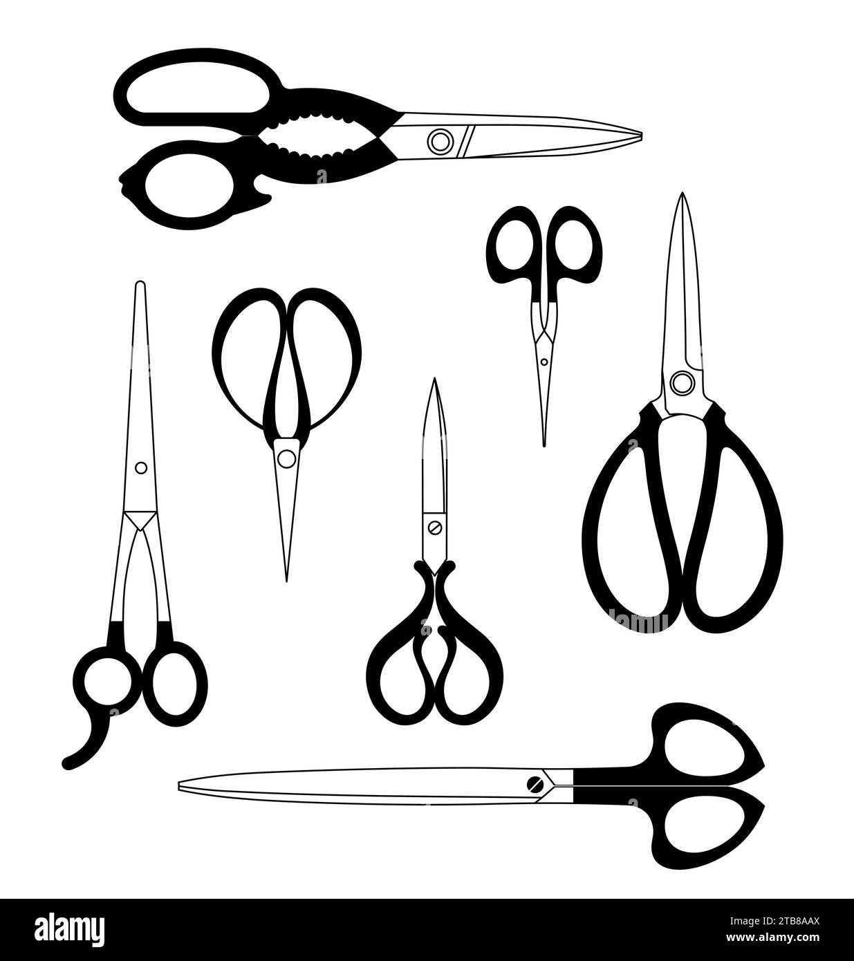 Different Types of Cutting Scissors. Vector Illustration Stock Vector