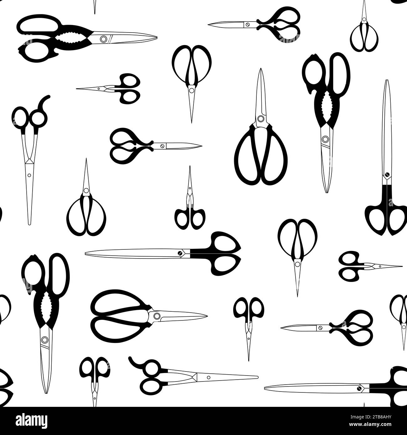 Scissors pattern for textile fabric wrapping paper hand drawn vector