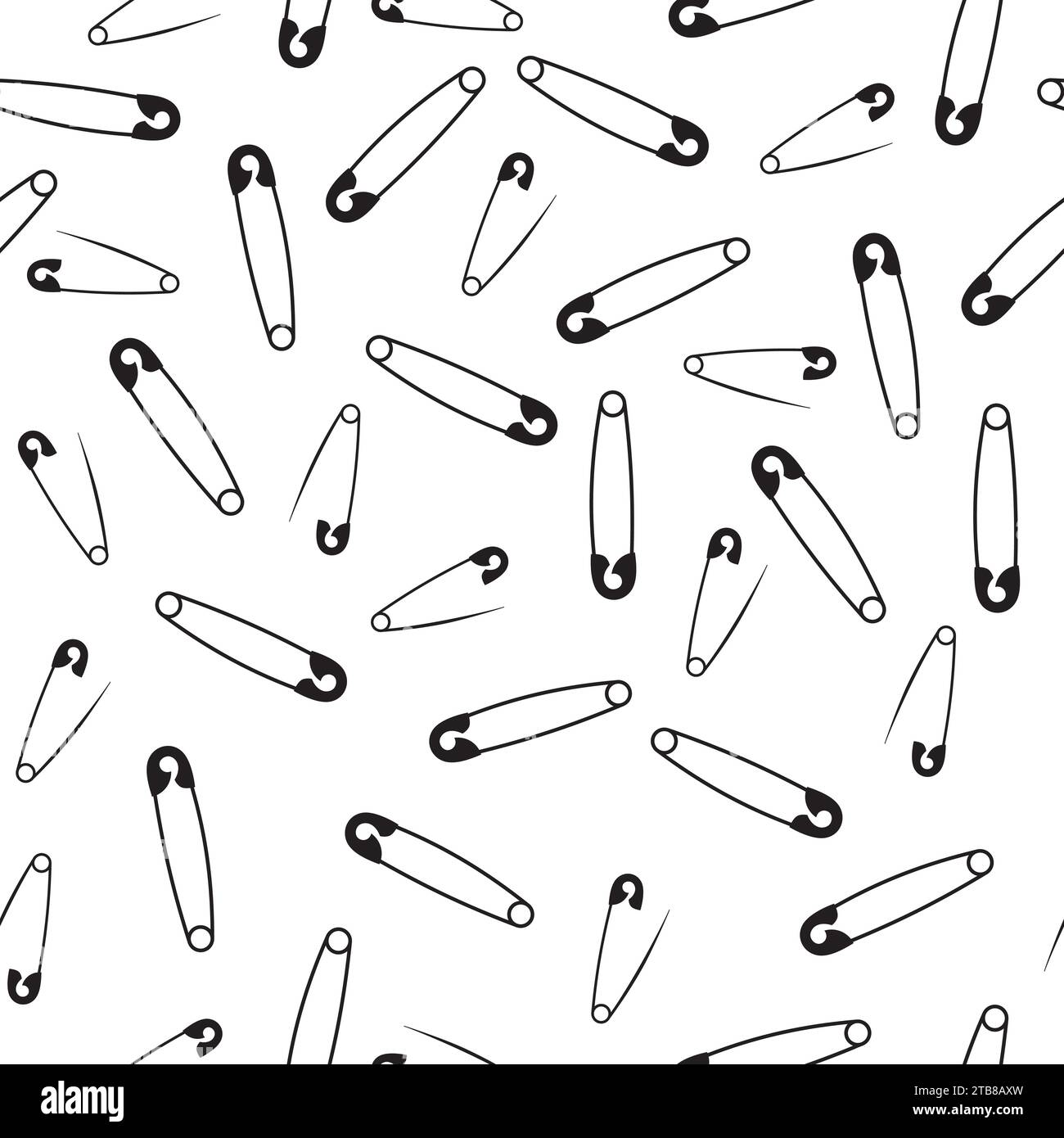 Seamless pattern of safety pins on a white background vector
