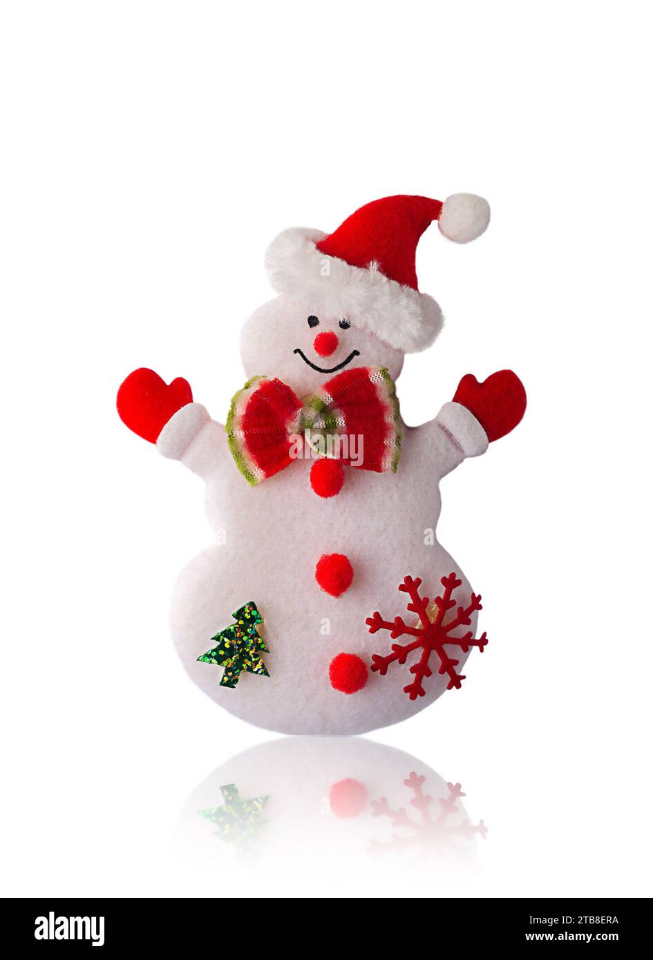 Snowman wearing Santa hat on isolated white background Stock Photo - Alamy