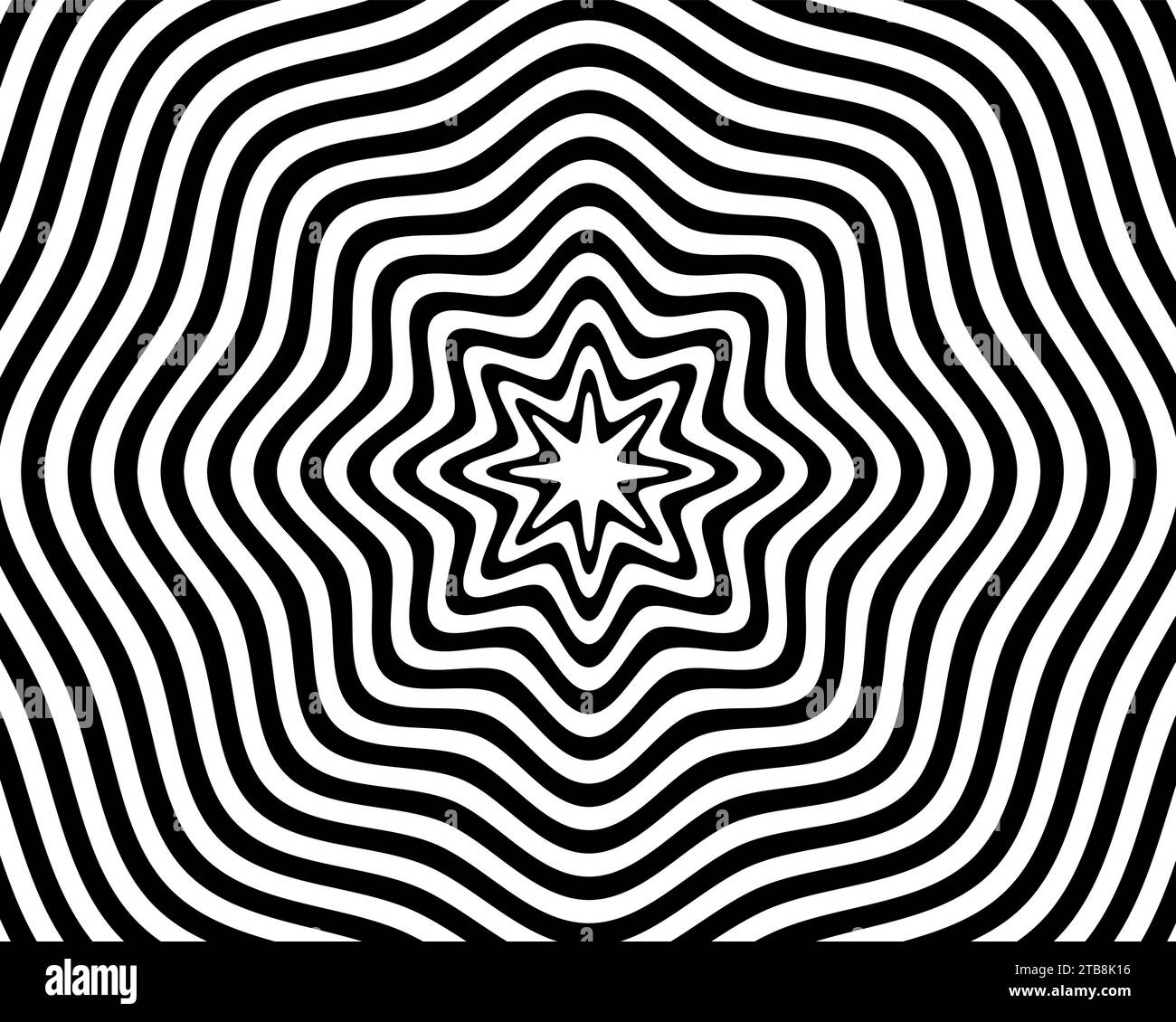 black and white spiral optical illusion background Stock Vector