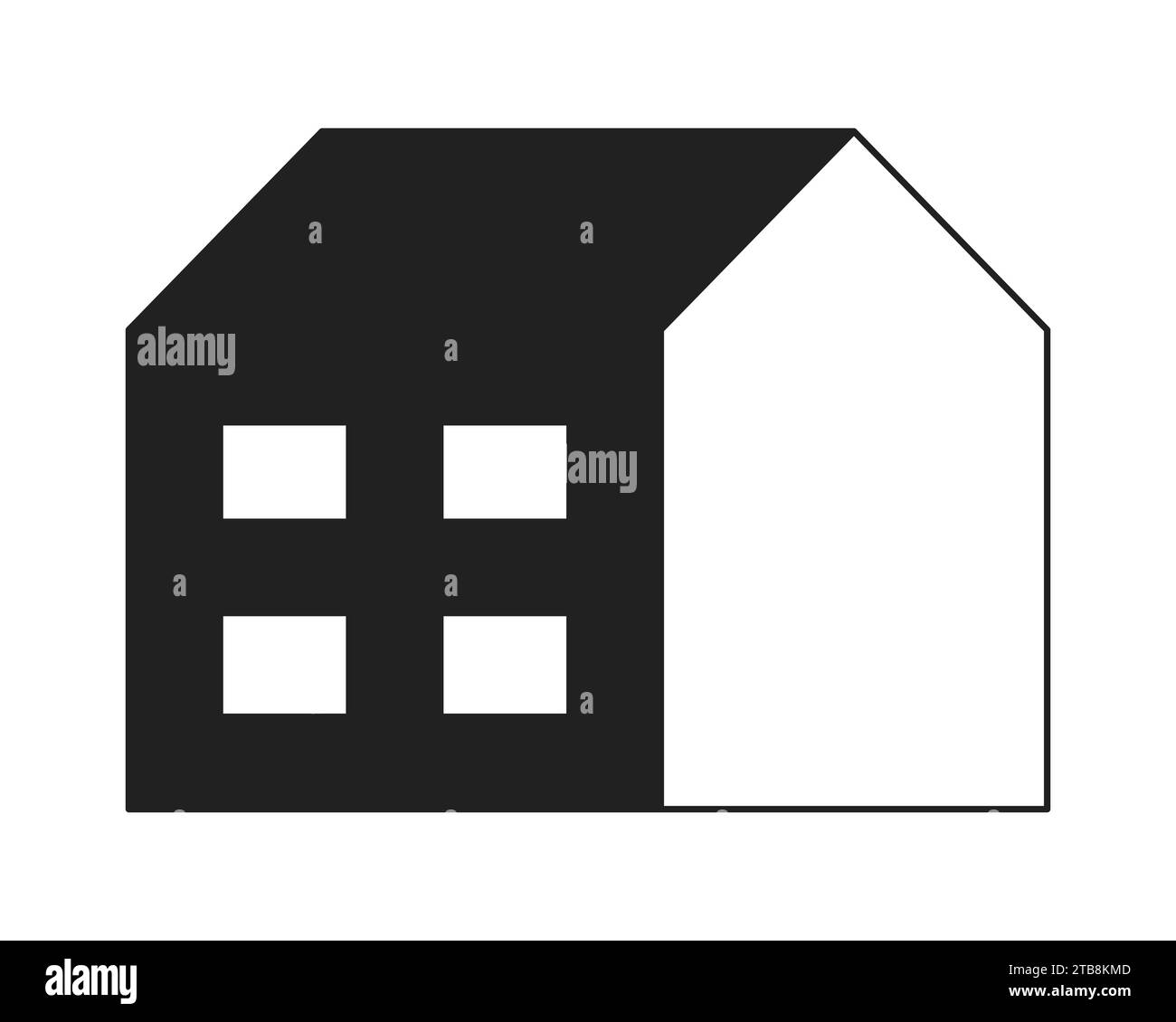 Multi family building black and white 2D cartoon object Stock Vector
