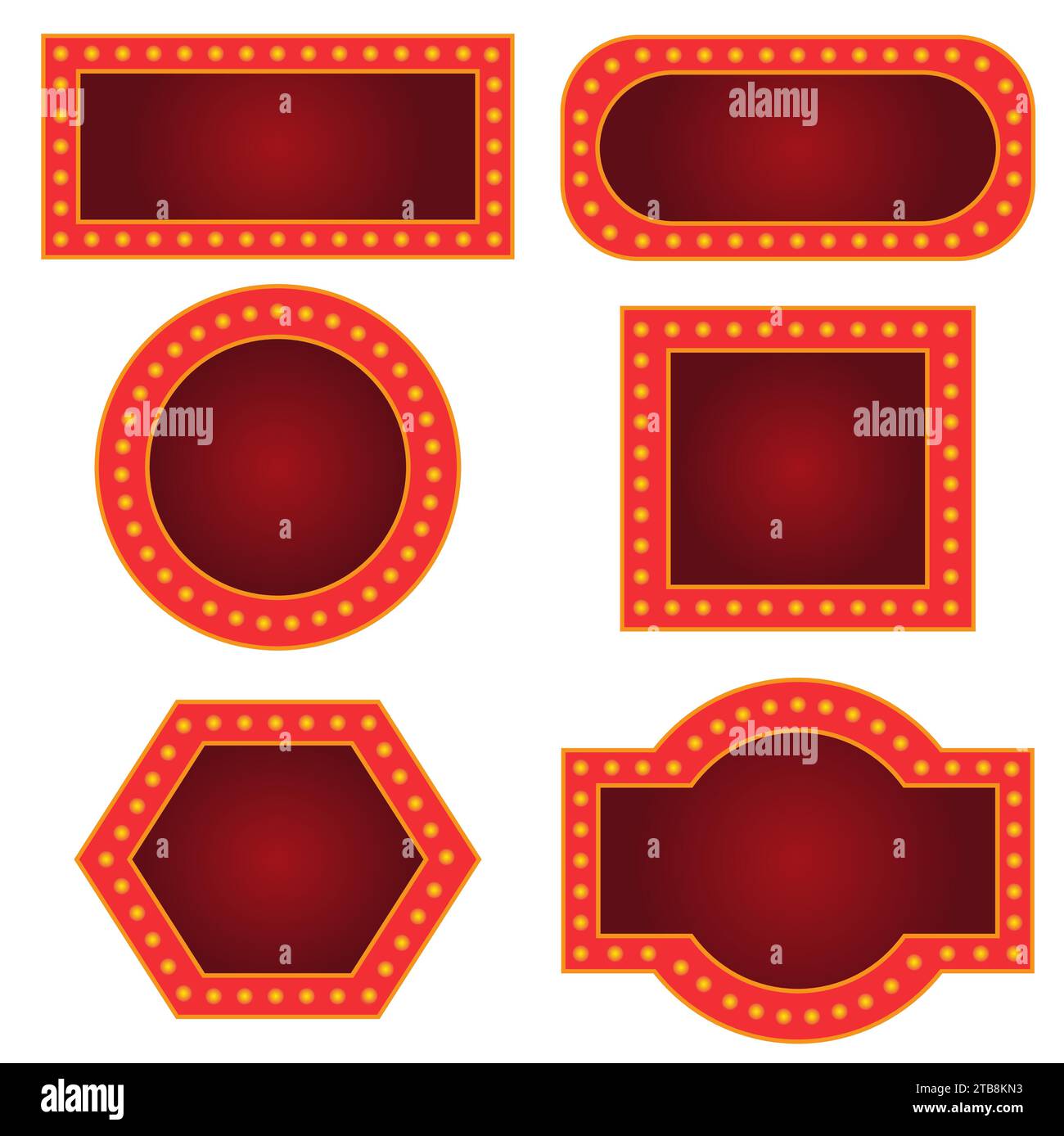 Vector set of realistic isolated retro rectangle neon billboards