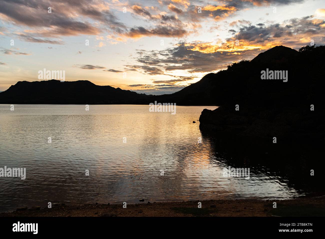 Sunset at Lake Prado in Tolima, Colombia Stock Photo