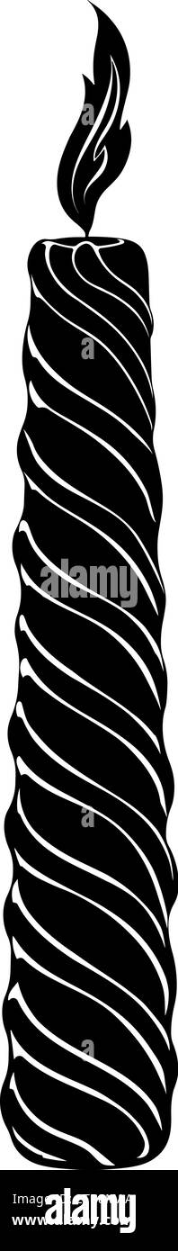 Silhouette burning spiral twisted candle Stock Vector