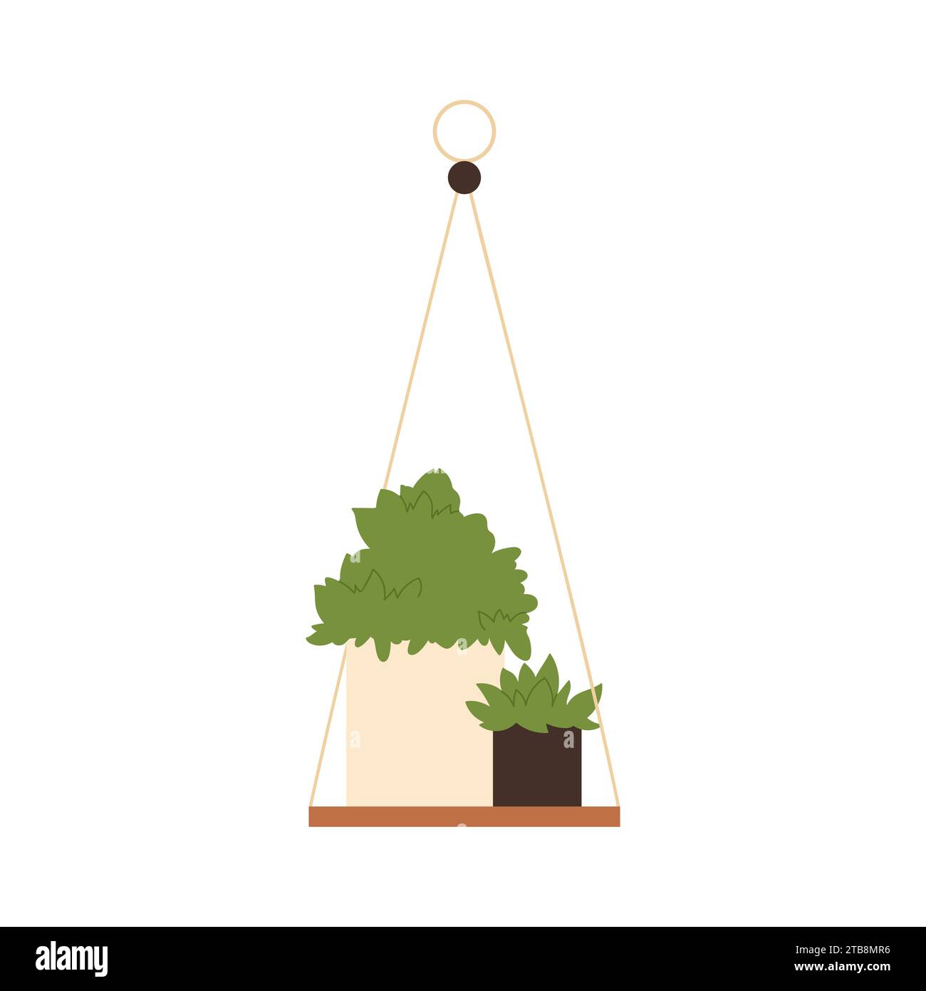 Garden hanging potted plants. Backyard landscape, decorative outdoor ...
