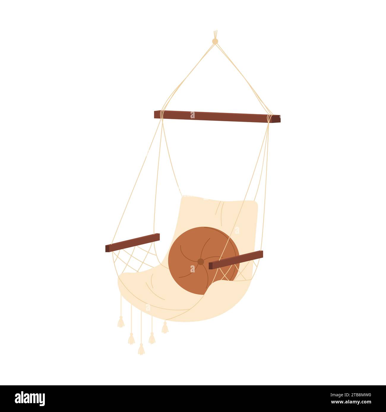 Garden hanging swing chair. Backyard furniture, landscape object cartoon vector illustration