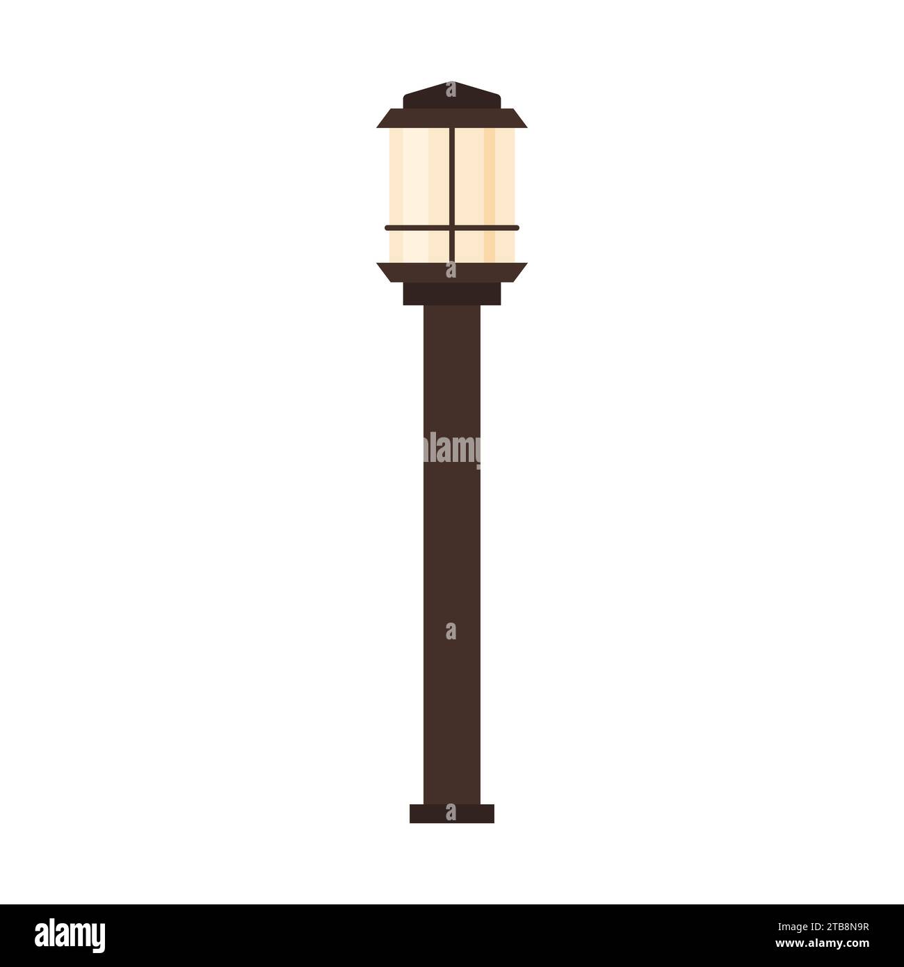 Garden lamp light. Decorative landscape objects, outdoor patio furniture cartoon vector