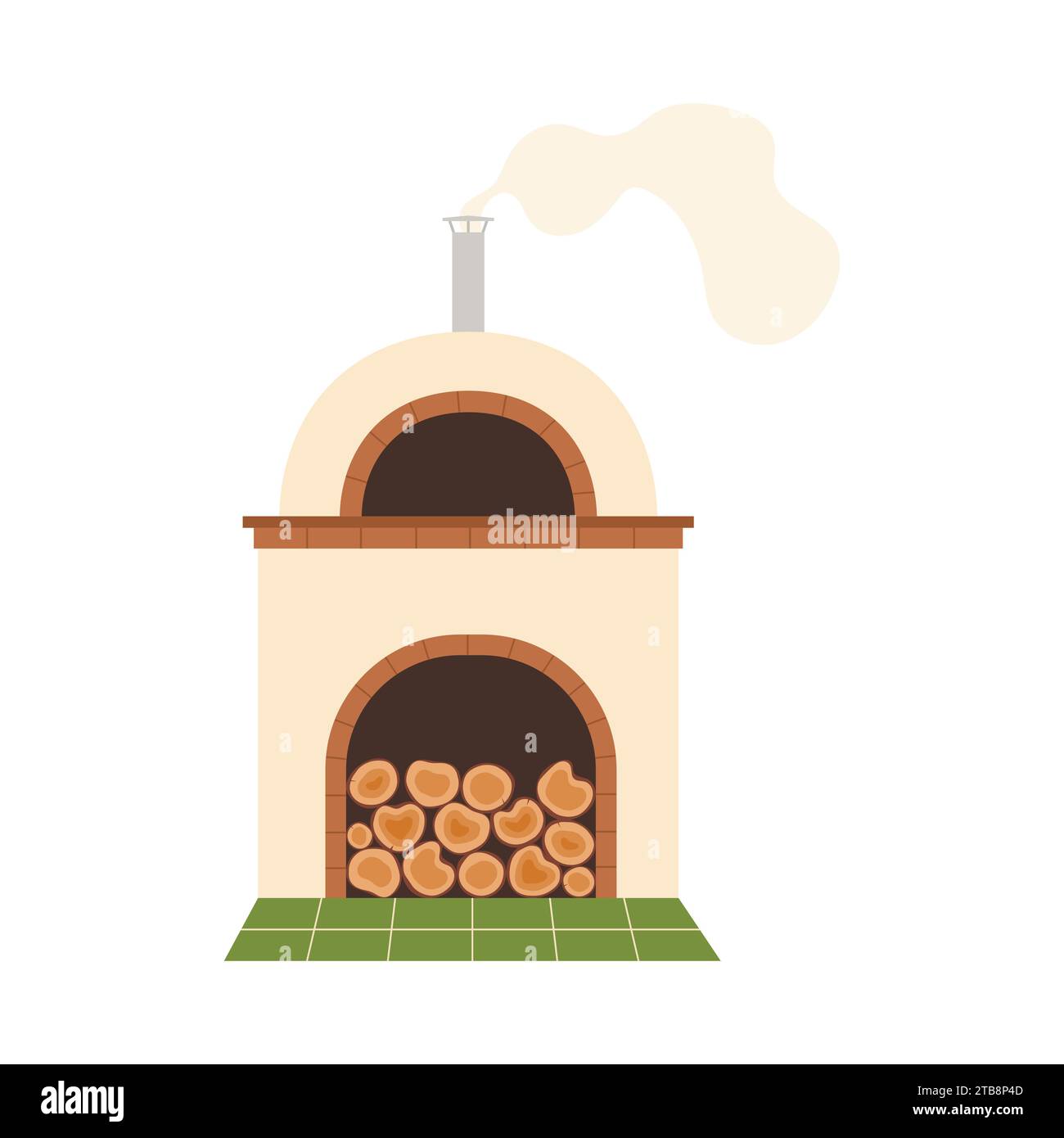 Garden brick barbecue grill. Landscape backyard, outdoor furniture cartoon vector illustration Stock Vector