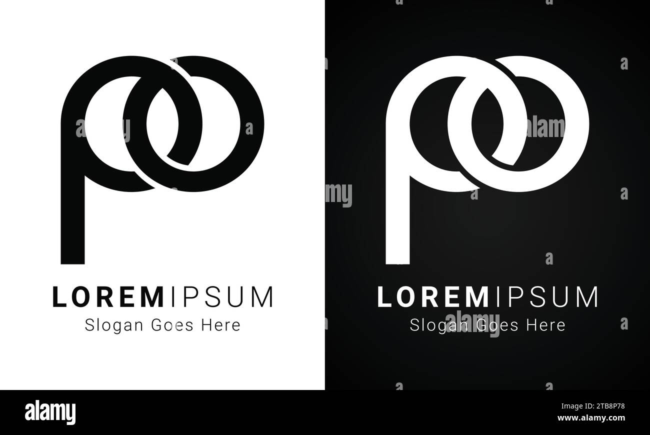 Luxury Initial PO or OP Monogram Text Letter Logo Design Stock Vector