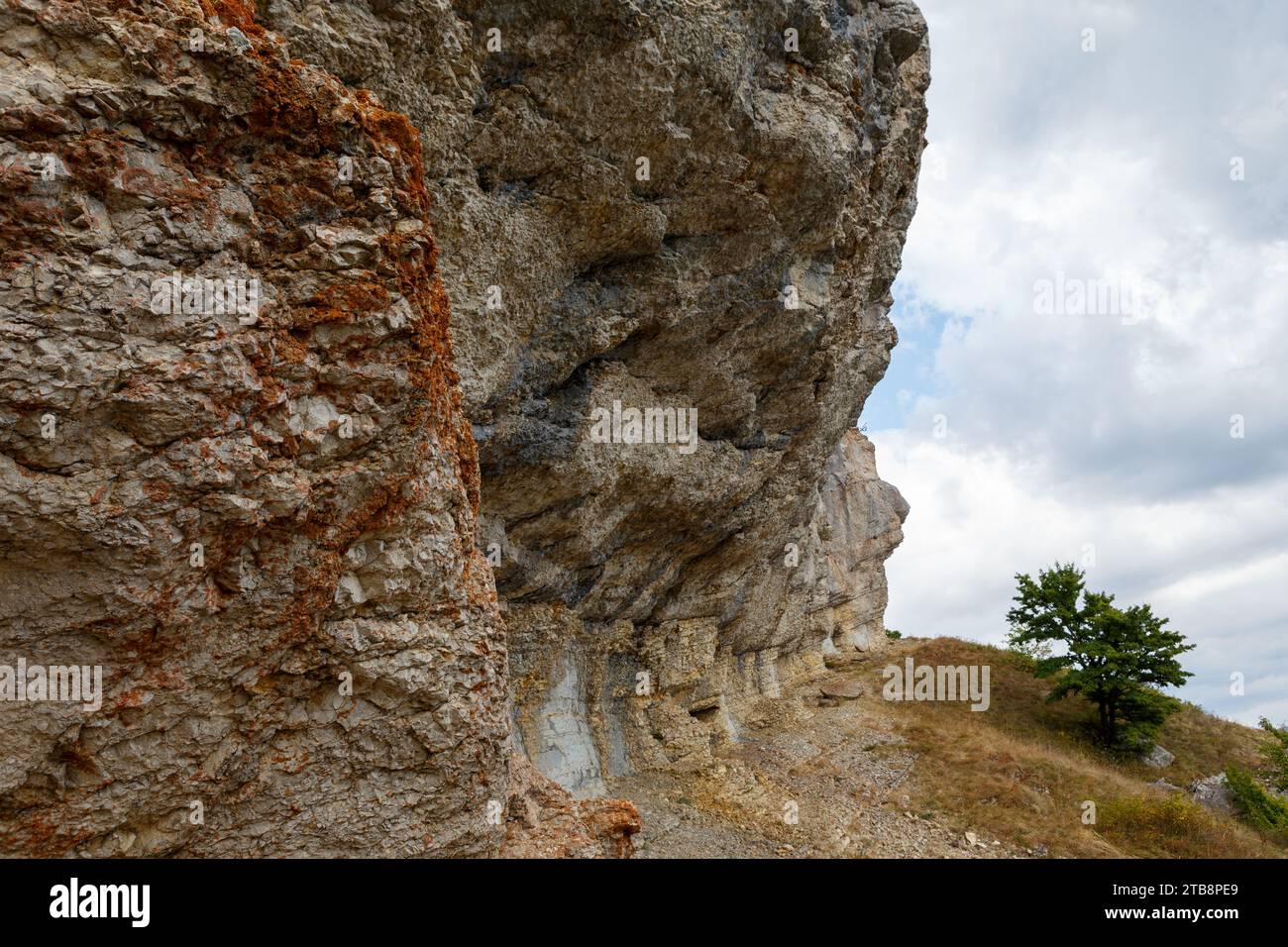 Yalta, Russia - september 13, 2023- The sheer stone wall of the Yerakh - Hul rock Stock Photo