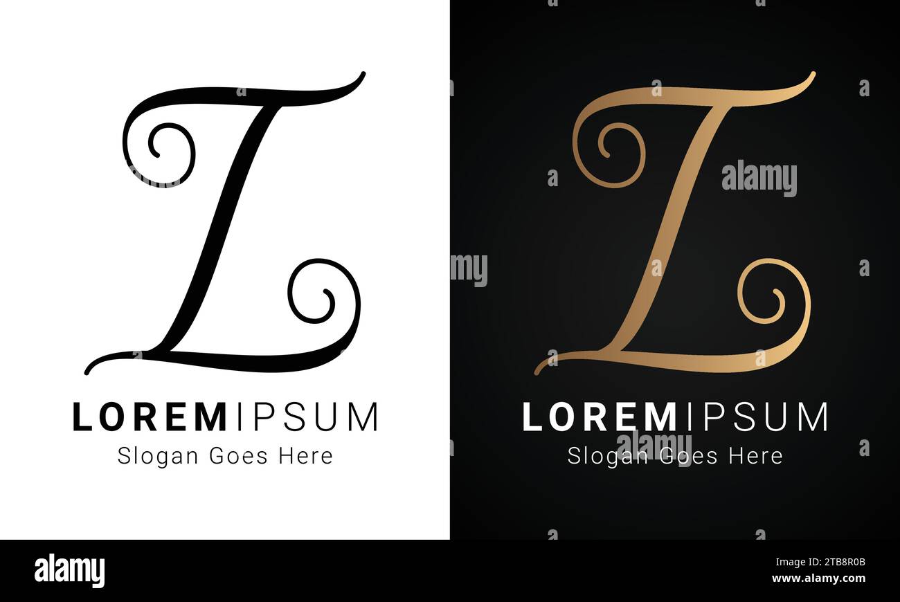 Luxury Initial TL or LT Monogram Text Letter Logo Design Stock Vector