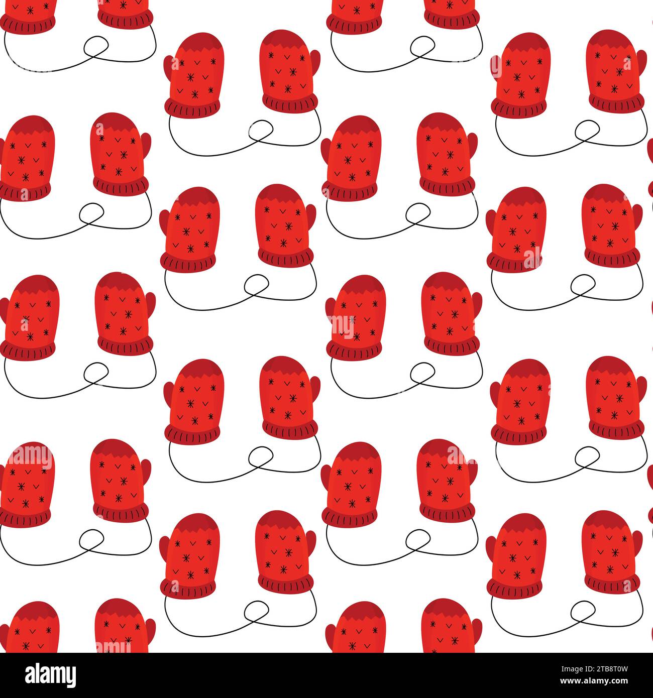 Seamless winter pattern with red warm gloves. Kids knitted gloves illustration texture. Stock Vector