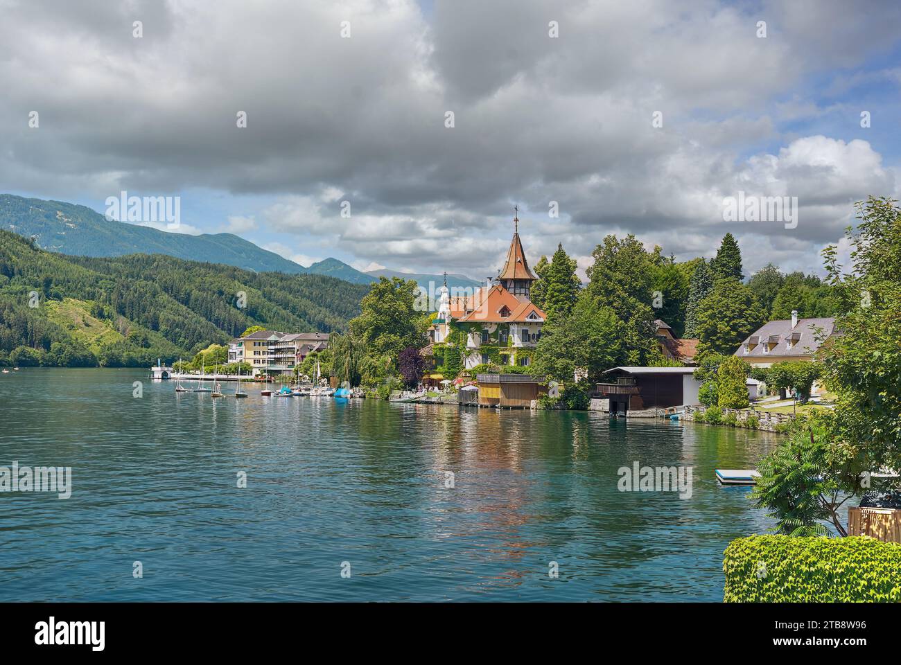 Village of Millstatt am See at Lake Millstaetter See,Carinthia,Austria Stock Photo