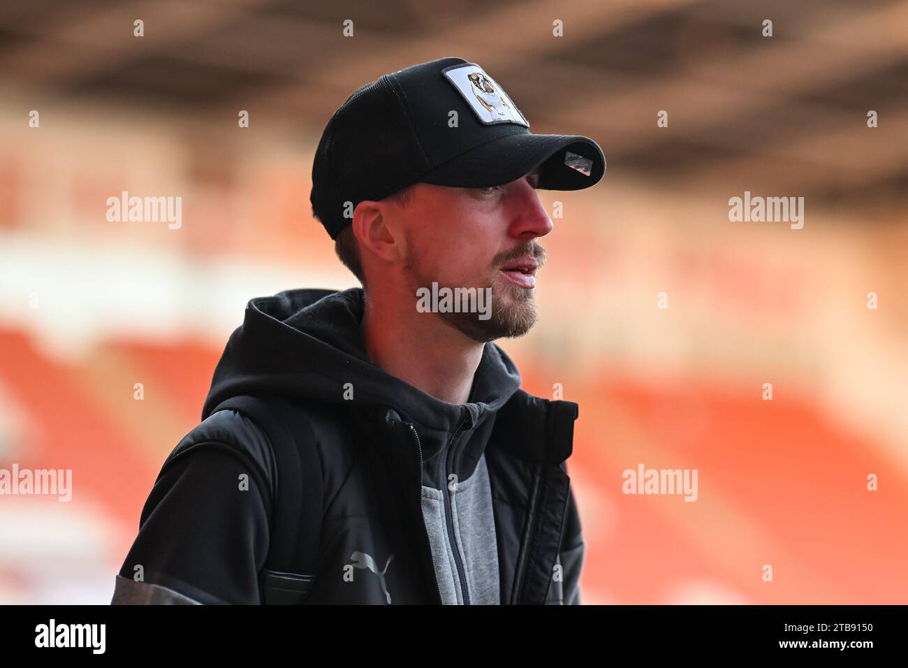 Jake Beesley 18 of Blackpool arrives ahead of the Bristol Street