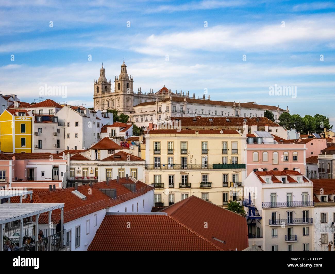 View from the Portas do Sol Viewpoint in the old town Alfama district of Lisbon Portugal Stock Photo