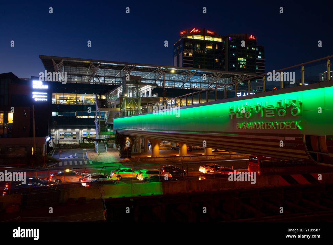 Busan after sunset, South Korea Stock Photo